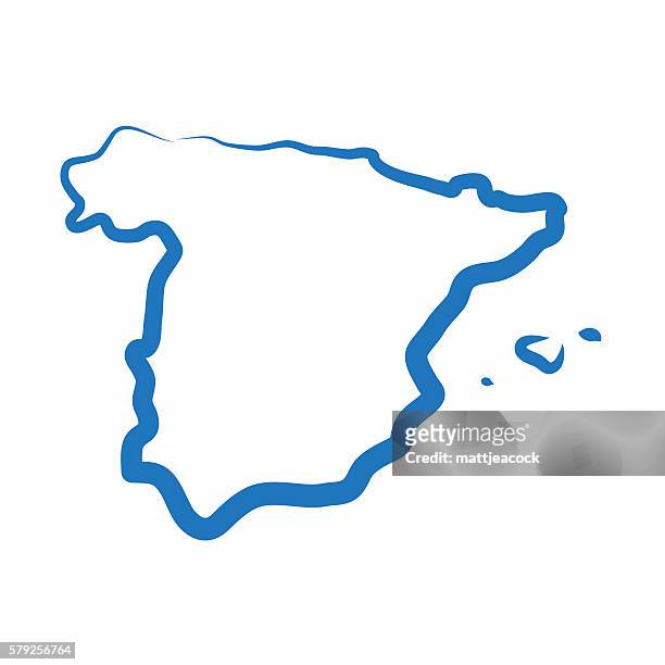 spain outline map made from a single line - spain stock illustrations
