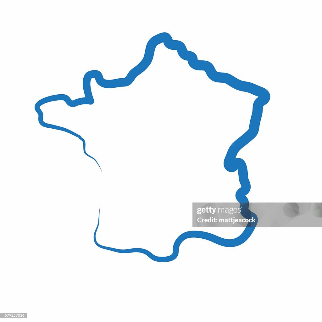 Frankreich-Umrisskarte aus einer einzigen Zeile