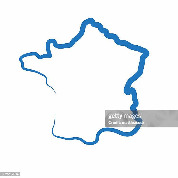 france outline map made from a single line - france 幅插畫檔、美工圖案、卡通及圖標