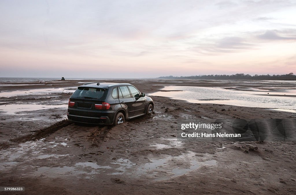 Car stuck in the mud