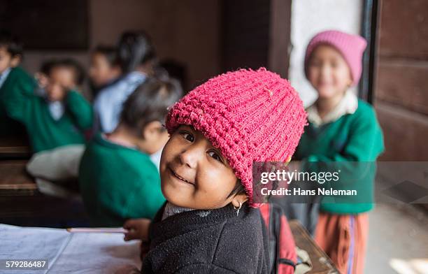 children in a classroom at school, nepal - nepal children stock pictures, royalty-free photos & images