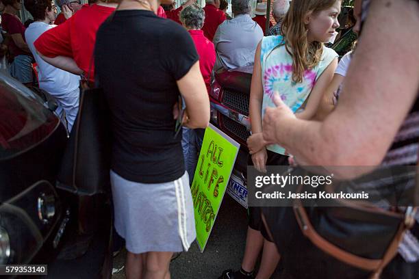 People gather for a Pro-Life Coalition of Pennsylvania "Mercy Witness For Life" rally on July 23, 2016 outside of the former site of Dr. Kermit...