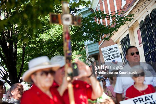The Pro-Life Coalition of Pennsylvania holds a "Mercy Witness For Life" rally on July 23, 2016 outside of the former site of Dr. Kermit Gosnell's...