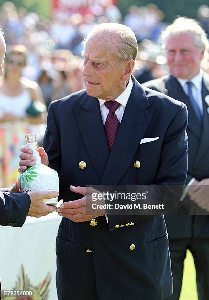 Prince Philip, Duke of Edinburgh attends the Royal Salute Coronation Cup at Guards Polo Club on July 23, 2016 in Egham, England.