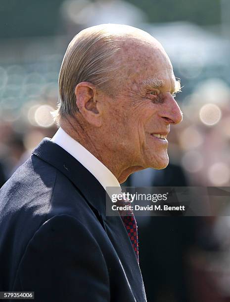 Prince Philip, Duke of Edinburgh attends the Royal Salute Coronation Cup at Guards Polo Club on July 23, 2016 in Egham, England.