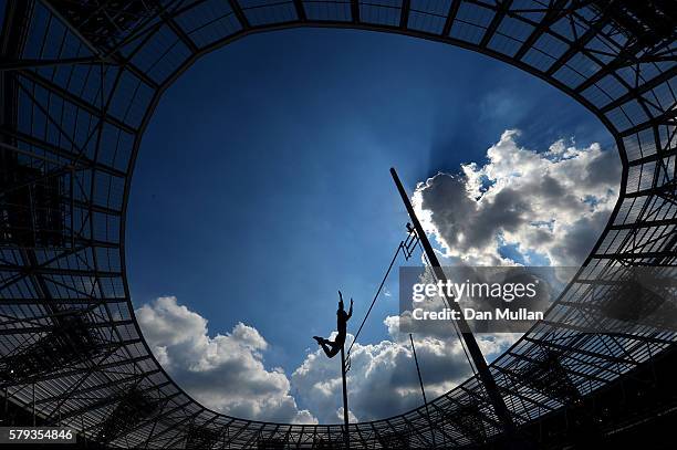 Kirsten Brown of the United States competes in the Women's Pole Vault during Day Two of the Muller Anniversary Games at The Stadium - Queen Elizabeth...