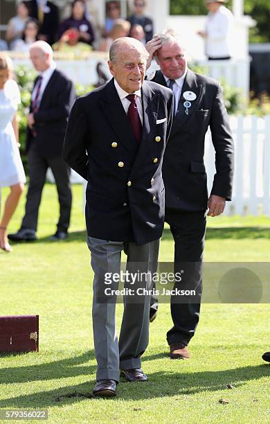 Prince Philip, Duke of Edinburgh attends the Royal Salute Coronation Cup at Guards Polo Club on July 23, 2016 in Egham, England.