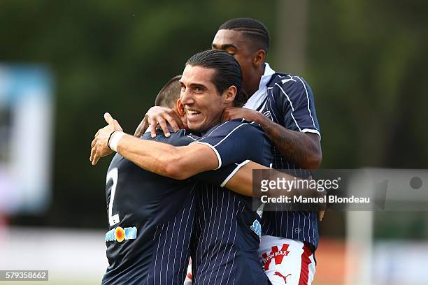 Enzo Crivelli of Bordeaux celebrates after scoring a goal during the Pre season friendly match between Girondins de Bordeaux and Athletic Bilbao on...