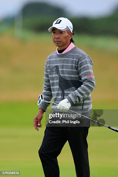 Kohki Idoki of Japan in action during the third round of the Senior Open Championship played at Carnoustie on July 23, 2016 in Carnoustie, United...