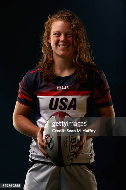 Alev Kelter of the USA Rugby Womens Sevens Team poses for a portrait at the Olympic Training Center on July 21, 2016 in Chula Vista, California.