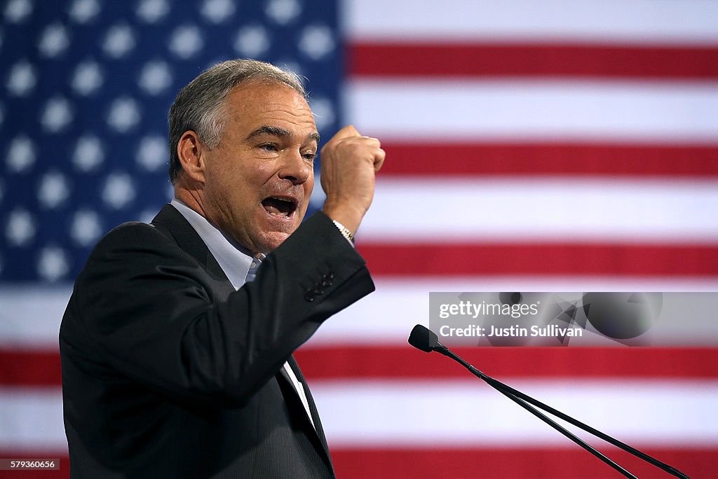 Democratic Presidential Candidate Hillary Clinton Appears With Vice Presidential Pick Sen. Tim Kaine