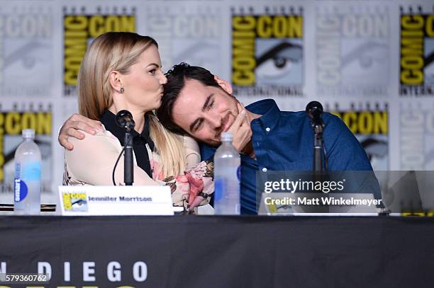 Actors Jennifer Morrison and Colin O'Donoghue attend the "Once Upon A Time" panel during Comic-Con International 2016 at San Diego Convention Center...