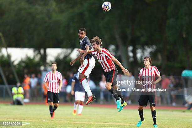 Isaac Kiese Thelin of Bordeaux and Xabier Etxeita of Athletic Club Bilbao during the Pre season friendly match between Girondins de Bordeaux and...
