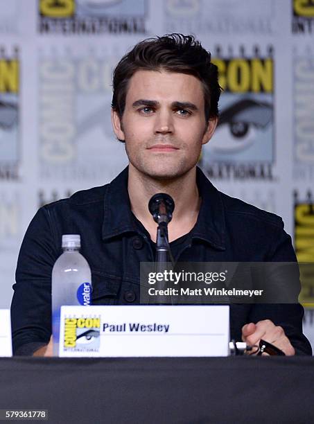 Actor Paul Wesley attends the "The Vampire Diaries" panel during Comic-Con International 2016 at San Diego Convention Center on July 23, 2016 in San...