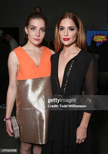 Elise Eberle and Janet Montgomery attend the Comic-Con International 2016 - 20th Century Fox Party at Andaz Hotel on July 22, 2016 in San Diego,...