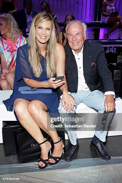 Verena Wriedt and her father attend the Unique show during Platform Fashion July 2016 at Areal Boehler on July 23, 2016 in Duesseldorf, Germany.