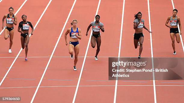 Dafne Schippers of Netherlands wins the womens 200m during day two of the Muller Anniversary Games at The Stadium - Queen Elizabeth Olympic Park on...