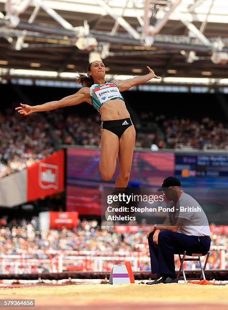 Jessica Ennis-Hill of Great Britain in the womens long jump during day two of the Muller Anniversary Games at The Stadium - Queen Elizabeth Olympic...