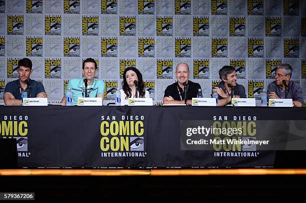 Actors John Viener, Steve Callaghan, Alex Borstein and Mike Henry, writer/producers Alec Sulkin and Richard Appel attend the "Family Guy" panel...