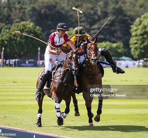 Polo players seen at the Royal Salute Coronation Cup at Guards Polo Club on July 23, 2016 in Egham, England.