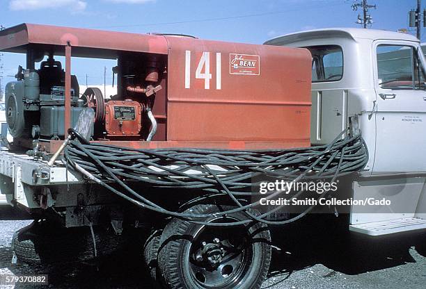 Mosquito spray truck during the 1965 Aedes Aegypti eradication program in Miami, Florida, 1965. In the 1960s, a major effort was made to eradicate...