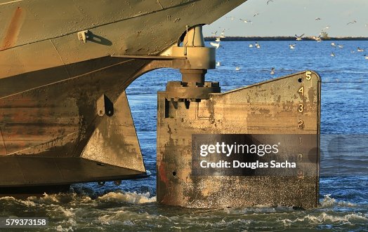 Ship Water Rode Nautical Ships Steering Rudder In The Rippled Water High-Res Stock ...