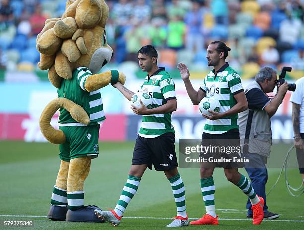 Sporting CP's forward Alan Ruiz from Argentina and Sporting CP's forward Hernan Barcos from Argentina before the start of the Pre Season Friendly...