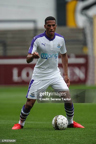 Isaac Hayden of Newcastle controls the ball during the Pre Season Friendly match between KSC Lokeren and Newcastle United on July 23 in Lokeren,...