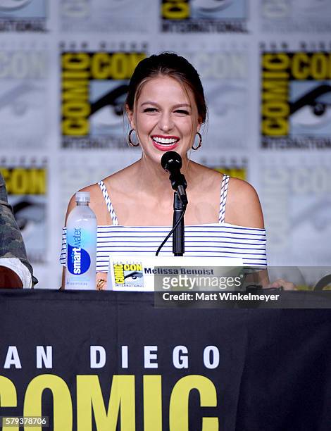 Actress Melissa Benoist attends the "Supergirl" Special Video Presentation and Q&A during Comic-Con International 2016 at San Diego Convention Center...