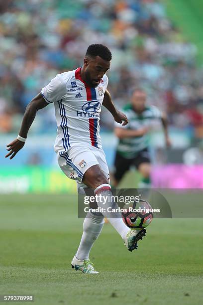 Lyon's forward Alexandre Lacazette during the Friendly match between Sporting CP and Lyon at Estadio Jose Alvalade on July 23, 2016 in Lisbon,...