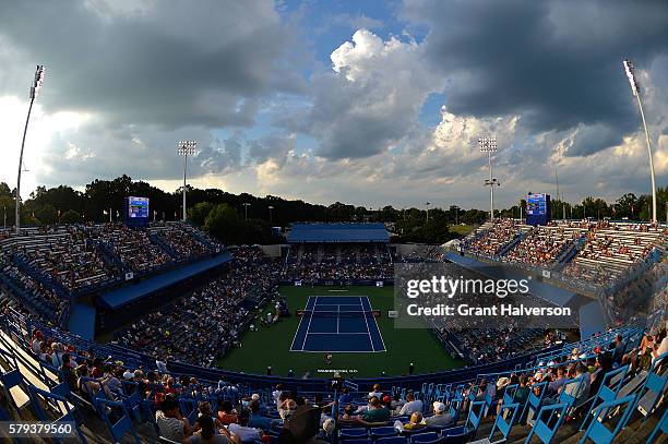 General view of the match between Alexander Zverev of Germany and Gael Monfils of France during the semifinals of the Citi Open at Rock Creek Tennis...