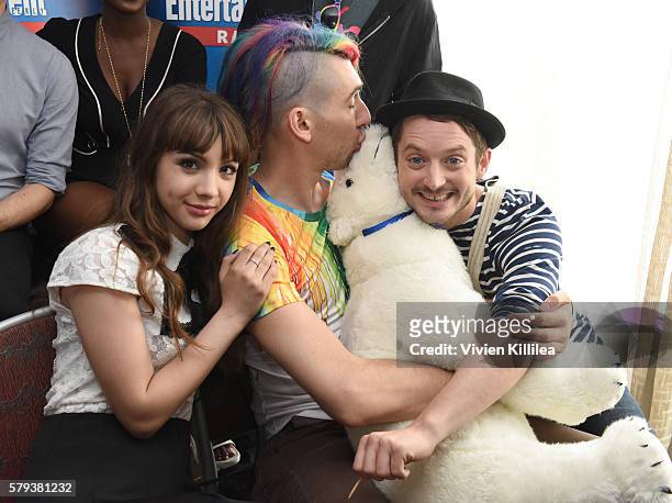 Actress Hannah Marks, writer Max Landis and actor Elijah Wood attend SiriusXM's Entertainment Weekly Radio Channel Broadcasts From Comic-Con 2016 at...