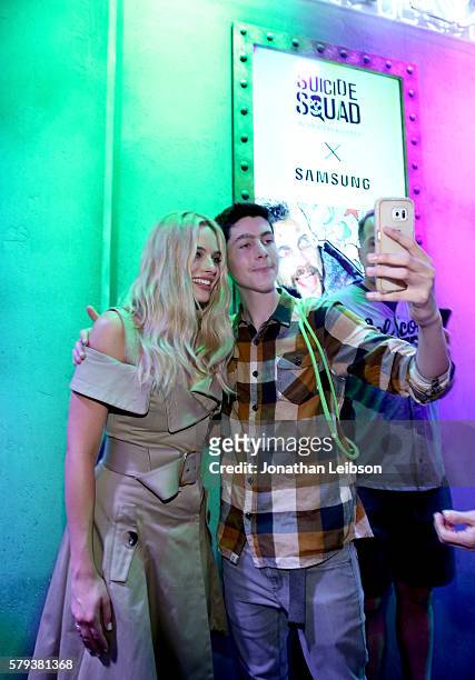 Actress Margot Robbie of 'Suicide Squad' attends a meet and greet at the Samsung Experience at San Diego Comic-Con 2016 at Hard Rock Hotel San Diego...