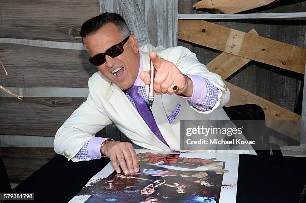 Actor Bruce Campbell attends the "Ash vs Evil Dead" autograph signing during Comic-Con International 2016 at PETCO Park on July 23, 2016 in San...