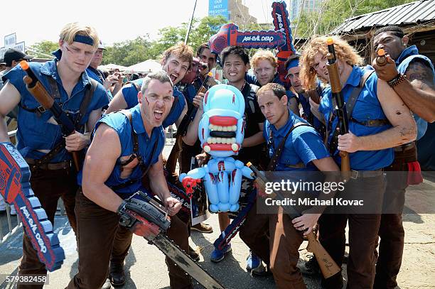 Guests attend the "Ash vs Evil Dead" autograph signing during Comic-Con International 2016 at PETCO Park on July 23, 2016 in San Diego, California.