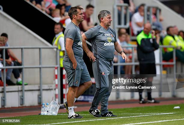 Robbie Stockdale first team coach and Paul Bracewell caretaker manager of Sunderland during the Pre-Season Friendly match between Rotherham United...