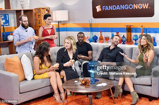 Audrey Esparza, Martin Gero, Ashley Johnson, Jaimie Alexander, Rob Brown and Sullivan Stapleton of NBC's "Blindspot" visit with Fandango host Nikki...