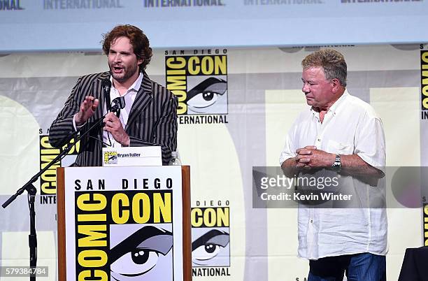 Writer/producer Bryan Fuller and actor William Shatner attend the "Star Trek" panel during Comic-Con International 2016 at San Diego Convention...