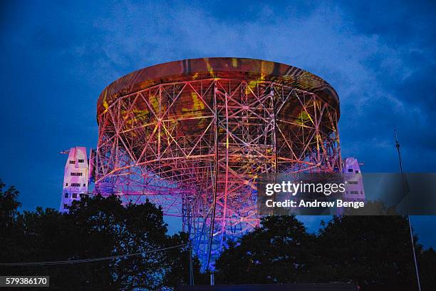 General view of the Jodrell Bank Telescope during day 2 of BlueDot Festival 2016 at Jodrell Bank on July 23, 2016 in Manchester, England.