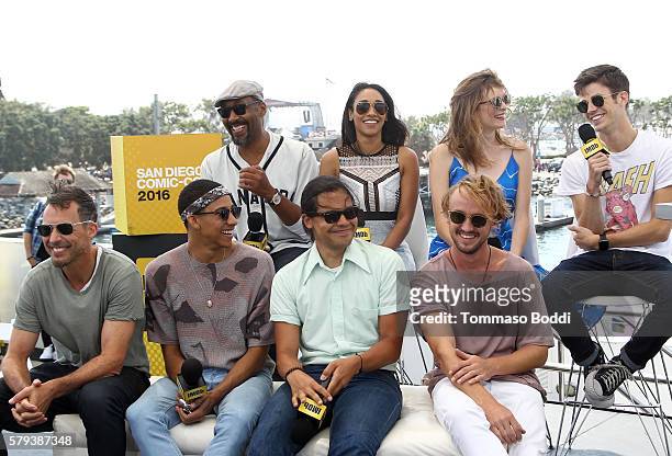 Jesse L. Martin, Candice Patton,Danielle Panabaker, Grant Gustin, Tom Cavanagh, Keiynan Lonsdale, Carlos Valdes and Tom Felton of The Flash attend...