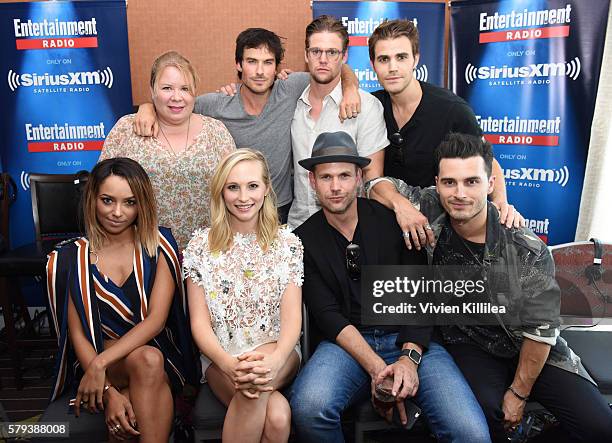 Writer and producer Julie Plec and actors Ian Somerhalder, Zach Roerig, Paul Wesley, Kat Graham, Candice King, Matt Davis and Michael Malarkey attend...