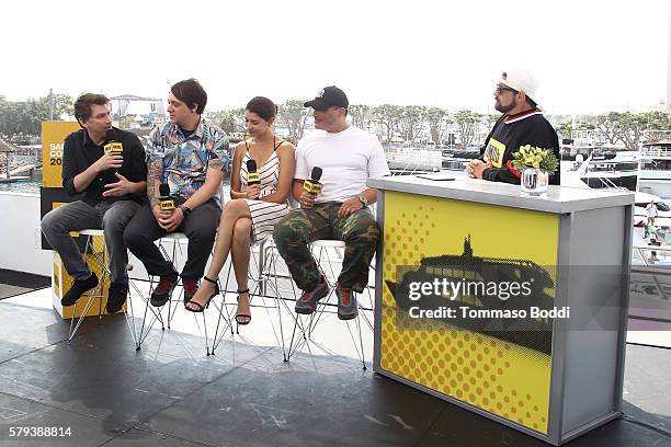 Brian Horton,Jeff Negus, Jamie Gray Hyder and Brian Bloom of Call Of Duty and host Kevin Smith attend the IMDb Yacht at San Diego Comic-Con 2016: Day...