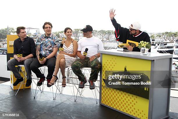 Brian Horton,Jeff Negus, Jamie Gray Hyder and Brian Bloom of Call Of Duty and host Kevin Smith attend the IMDb Yacht at San Diego Comic-Con 2016: Day...