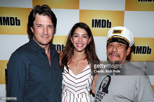 Actors Nathan Fillion, Jamie Gray Hyder and Danny Trejo attend the IMDb Yacht at San Diego Comic-Con 2016: Day Three at The IMDb Yacht on July 23,...