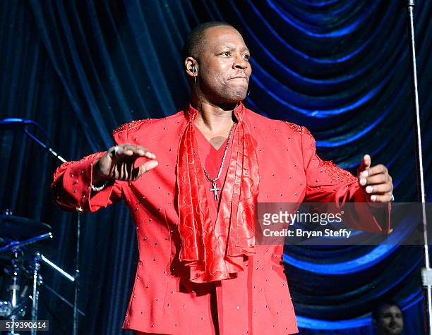Singers Eric Grant of The O'Jays performs during the 2016 Neighborhood Awards hosted by Steve Harvey at the Mandalay Bay Events Center on July 23,...