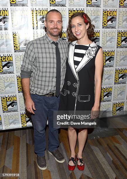 Actors Will Forte and Kristen Schaal attend the "The Last Man On Earth" press line during Comic-Con International on July 23, 2016 in San Diego,...