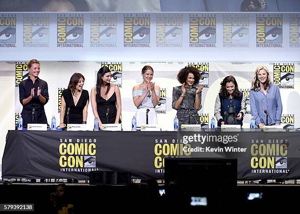 Actresses Connie Nielsen, Ming-Na Wen, Morena Baccarin, Melissa Benoist, Nathalie Emmanuel, Tatiana Maslani and Lucy Lawless attend the Entertainment...