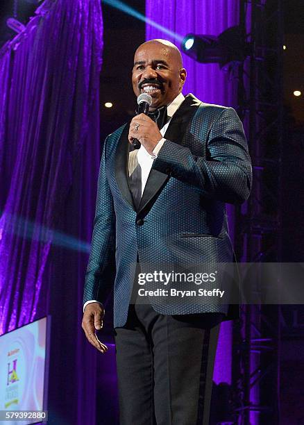 Host Steve Harvey speaks during the 2016 Neighborhood Awards hosted by Steve Harvey at the Mandalay Bay Events Center on July 23, 2016 in Las Vegas,...