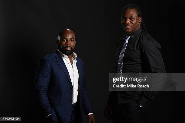 Francis Ngannou of Cameroon poses backstage for a portrait during the UFC Fight Night event at the United Center on July 23, 2016 in Chicago,...