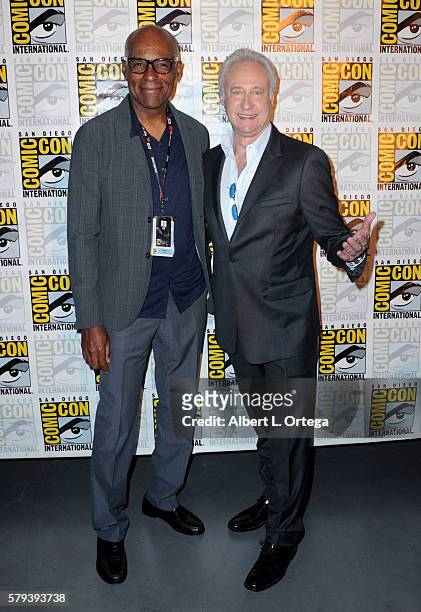 Actors Michael Dorn and Brent Spiner attend the "Star Trek" panel during Comic-Con International 2016 at San Diego Convention Center on July 23, 2016...